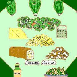 Thomas Mccabe: 'Caesar  Salad', 2005 Acrylic Painting, Food. Artist Description: One of a series of illustrated recipes. ...