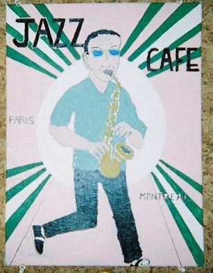 Thomas Mccabe: 'jazz cafe', 2003 Acrylic Painting, Music. A real hep- cat blowin' his horn. ...