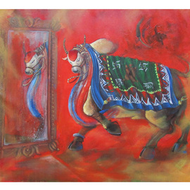 Tushar Jadhav Artwork Reflection, 2016 Acrylic Painting, Animals
