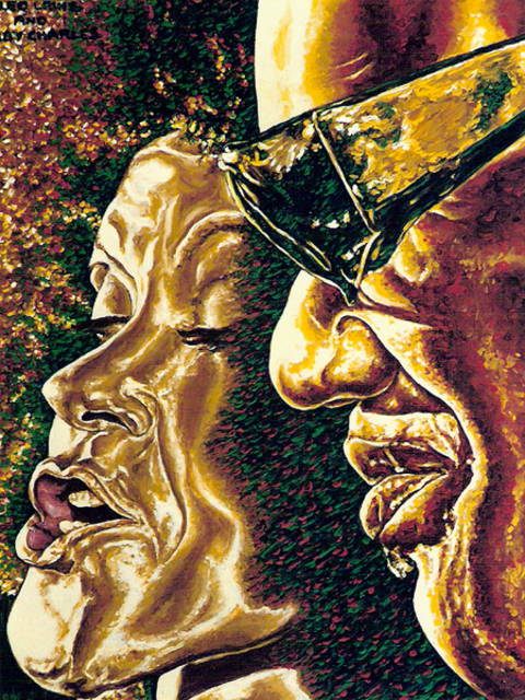 Artist B.w. Tyler. 'RAY CHARLES CLEO LAINE' Artwork Image, Created in 1995, Original Painting Oil. #art #artist