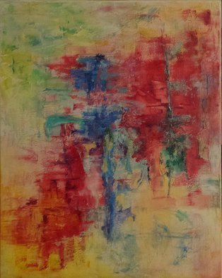 Susan Cantor-uccelleti: 'progression', 2017 Oil Painting, Abstract. expressive, reds, greens, textured, imaginative ...