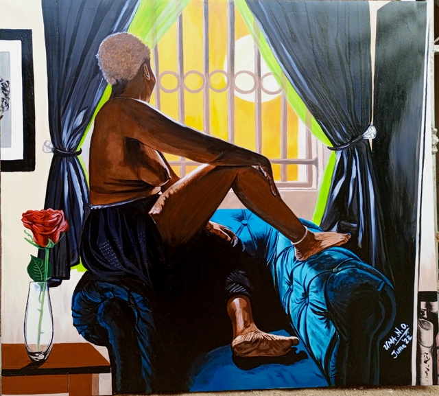 Artist Nnanna Uma. 'Morning Rose' Artwork Image, Created in 2022, Original Painting Acrylic. #art #artist