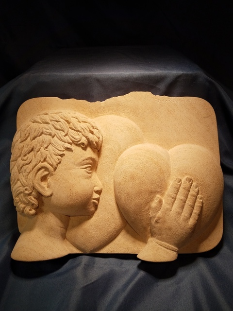 Depasquale Sculptures  'The Prayer Young Will', created in 2018, Original Sculpture Limestone.