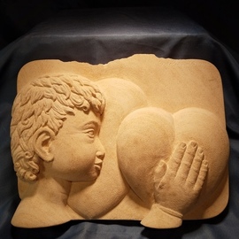 Depasquale Sculptures: 'The Prayer Young Will', 2018 Limestone Sculpture, Children. Artist Description: This sculpture entitled, The Prayer, Young Will is made from french limestone.  It captures the essence of a small, young boy with a deep connection, will and adoration to prayer and love.  It is a high relief carving.  It is also made to hang on a wall with ...