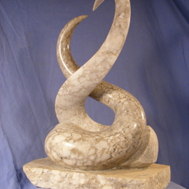 Depasquale Sculptures: ' The Kiss', 2018 Stone Sculpture, Abstract Figurative. Artist Description: This sensual abstract sculpture utilizes the teardrop form,  elongated dramatically.  Leonardo Da Vinci said the teardrop is one of the most dynamic forms because the tip and the round bottom are two opposing shapes in one unifying form.  Nonetheless, this sculpture represents man the triangular unpolished form and ...