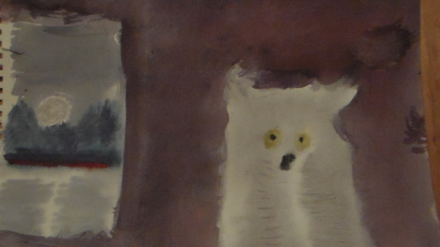 Matt Andrade  'Wolf And Moon', created in 2015, Original Watercolor.