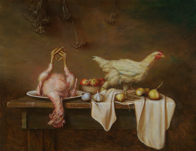 Vaidotas Bakutis  'From Hens Living', created in 2013, Original Painting Oil.