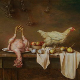 Vaidotas Bakutis: 'From hens living', 2013 Oil Painting, Still Life. 