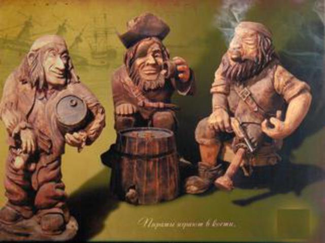 Valekh Ramazanov  'Pirates', created in 2014, Original Printmaking Woodcut.