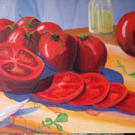 Gerard Bahon: 'Summer Delight', 2009 Oil Painting, Food. Artist Description:        Original oil painting . Riped tomatoes ready to be eaten .     ...