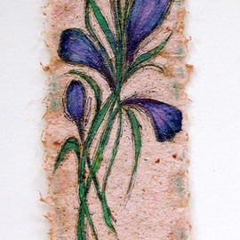 blue flowers on panel By Valda Fitzpatrick