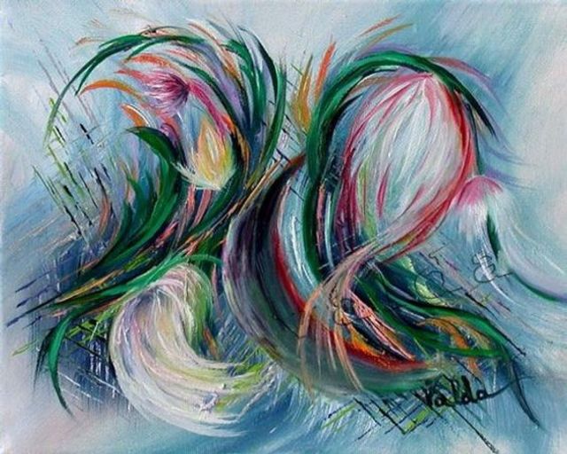 Artist Valda Fitzpatrick. 'Mix Of Flowers' Artwork Image, Created in 2019, Original Painting Oil. #art #artist