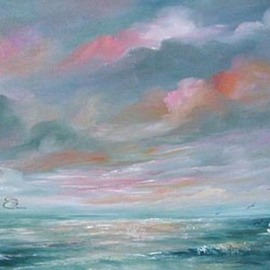 ocean scene with two sailboats By Valda Fitzpatrick