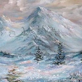 snow covered swiss alps painting By Valda Fitzpatrick