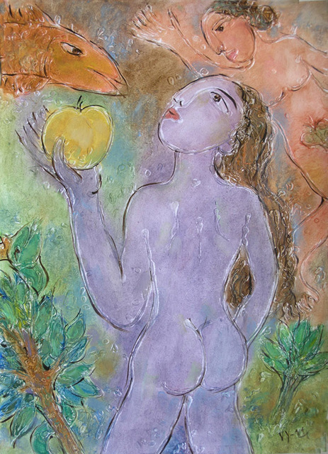 Artist Yevmenenko Valentina. 'A Paradise Apple' Artwork Image, Created in 2010, Original Painting Oil. #art #artist