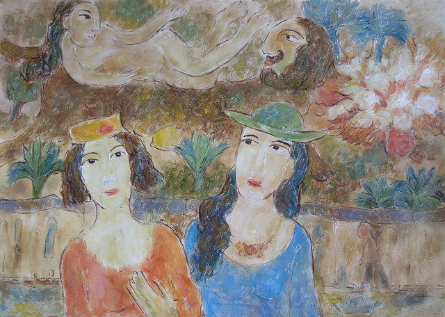 Yevmenenko Valentina  'Girls', created in 2010, Original Painting Oil.