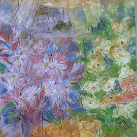 Yevmenenko Valentina: ' Flowers and birds ', 2010 Oil Painting, Figurative. Artist Description:  Paper, oil, 32o41. 2010 ...