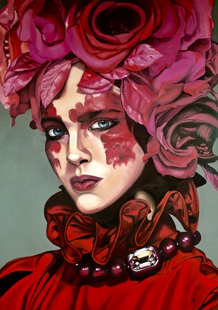 Artist Valentina Andrees. 'Roses Woman' Artwork Image, Created in 2020, Original Painting Oil. #art #artist