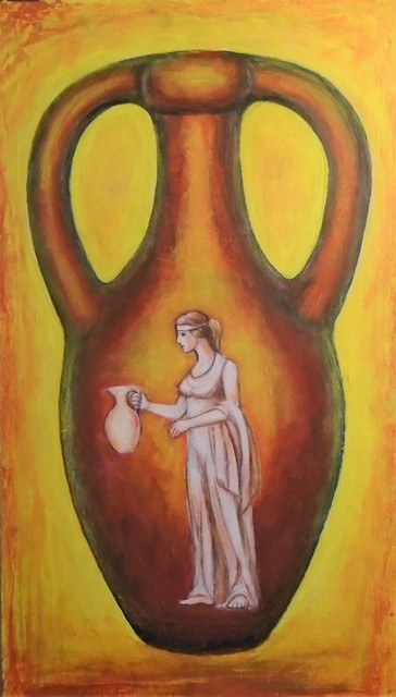 Artist Varvara Vitkovska. 'Amphora Woman With A Jug' Artwork Image, Created in 2020, Original Pastel. #art #artist