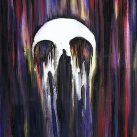 Vasilli Salov: 'rainbow skull', 2016 Oil Painting, Death. Artist Description: Rainbow Skull - Haunters Series - Demon  rainbow, skull, death, demon, horror...