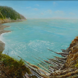 Vasily Zolottsev: 'At the Cadoshsky rocks', 2011 Oil Painting, Marine. Artist Description:    The Black sea at Tuapse in Russia.   ...