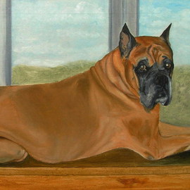 Vasily Zolottsev: 'Leon', 2004 Oil Painting, Portrait. Artist Description:  The portrait of the favourite dog.     ...