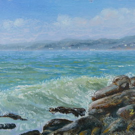 Vasily Zolottsev: 'The Black Sea  Summer  An etude', 2009 Oil Painting, Marine. Artist Description:   The Black Sea at Tuapse in Russia.     ...