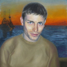 Vasily Zolottsev: 'The portrait of young man', 2009 Oil Painting, Portrait. 