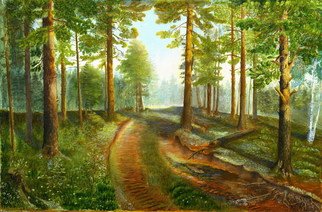 Vasily Zolottsev: 'The wood road', 2003 Oil Painting, nature. The nature of the north of Western Siberia....
