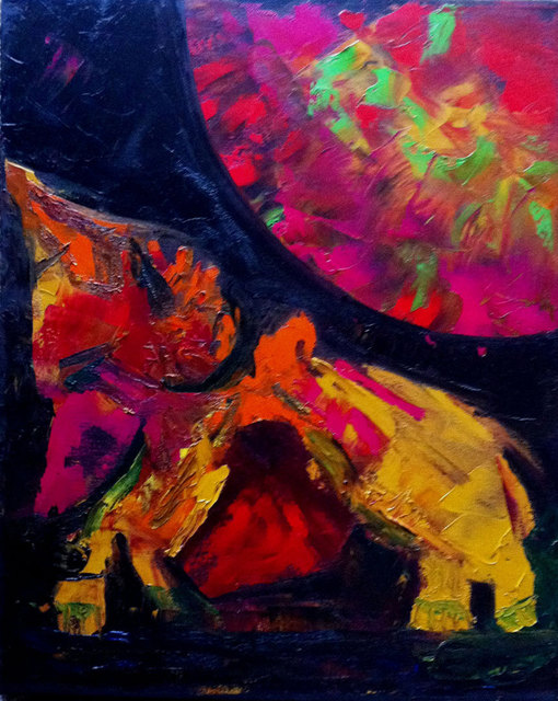 Vanessa Bernal  'Dog Planet', created in 2010, Original Painting Oil.