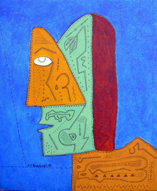 Ved Prakash Bhardwaj  'Face1', created in 2008, Original Painting Acrylic.
