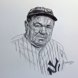 Evie O. Bridges: 'Babe Ruth', 2013 Pen Drawing, Portrait. Artist Description:  Ink Portrait                          ...