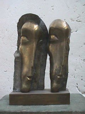 Venelin Ivanov: 'Two faces', 1979 Bronze Sculpture, Figurative. 0...
