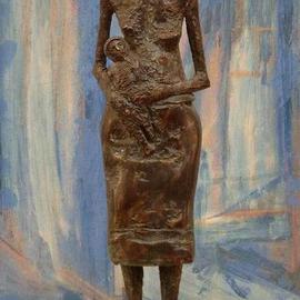 Venelin Ivanov: 'woman with child', 1983 Bronze Sculpture, Figurative. 