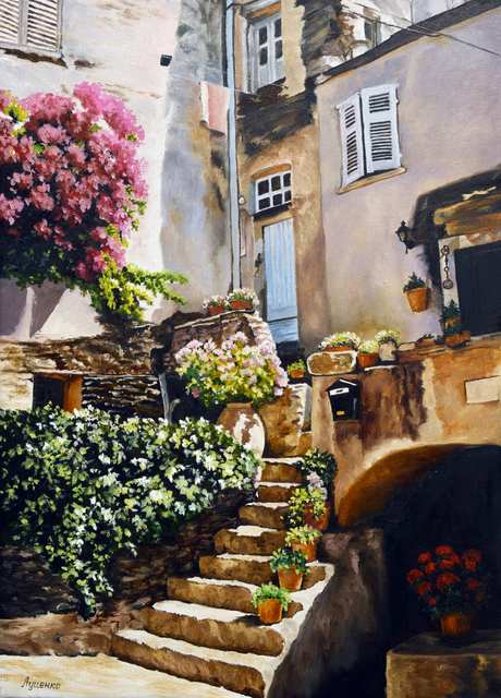 Sergey Lutsenko  'Patio In Corsica', created in 2016, Original Painting Oil.