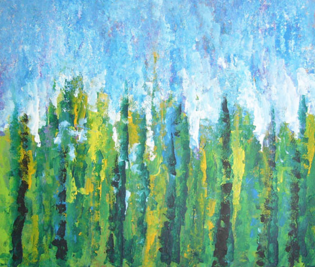 Artist Valerie Leri. 'Poplar Trees' Artwork Image, Created in 2010, Original Painting Acrylic. #art #artist