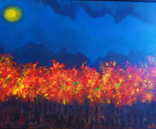 Artist Valerie Leri. 'Autumn Moon' Artwork Image, Created in 2015, Original Painting Acrylic. #art #artist