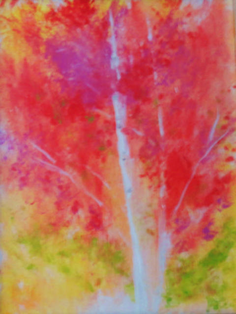 Artist Valerie Leri. 'Birch Tree In Fall' Artwork Image, Created in 2015, Original Painting Acrylic. #art #artist