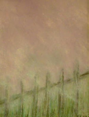 Valerie Leri: 'cape cod fence on a foggy day', 2015 Acrylic Painting, Abstract Landscape. Original painting with beige wood frame. ...