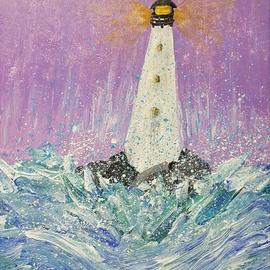 waves breaking on lighthouse By Valerie Leri