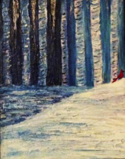 Artist Valerie Leri. 'Winter Cardinal' Artwork Image, Created in 2016, Original Painting Acrylic. #art #artist