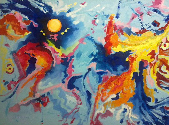 Artist John Tooma. 'Rising Sun' Artwork Image, Created in 2003, Original Drawing Gouache. #art #artist