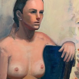John Tooma: 'figure painting', 2021 Oil Painting, Body. Artist Description: This model was at Hamley Studio at Mt Kuring- gai in Sydney s north. This life painting was my third figure study in oil on board. ...