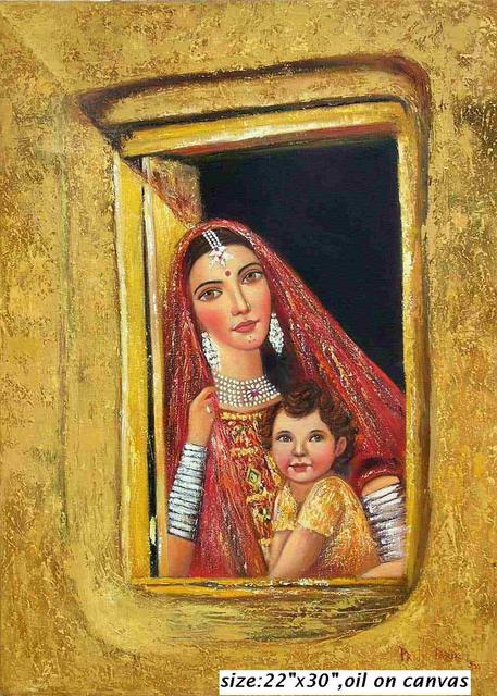 Priti Parikh  'Mother And Child', created in 2005, Original Painting Acrylic.