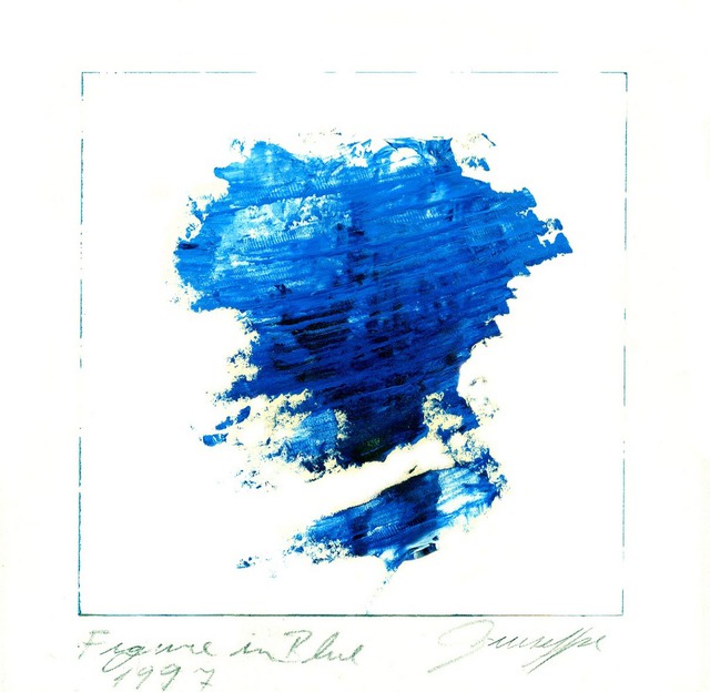 Artist Giuseppe Saitta. 'Figure In Blue' Artwork Image, Created in 1997, Original Printmaking Giclee. #art #artist