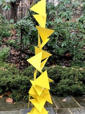 Vadim Kharchenko: 'trougao', 2017 Steel Sculpture, Abstract. Sculpture: Metal and Steel on Steel.Beautiful Mid Century Modern Outdoor Indoor Triangle Sculpture named aEURoeTrougaoaEUR- Free Standing Abstract modern powder coated steel sculpture, will complement contemporary, modern, or traditional house Indoor or Outdoor. Will fit great as a garden sculpture, lawn sculpture, driveway or front entrance accent, yard dA(c)...