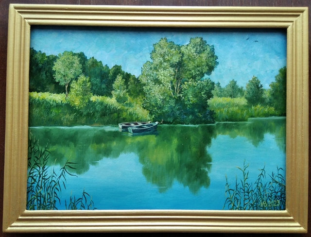 Artist Viktor Melnyk. 'Lake In Volyn' Artwork Image, Created in 2023, Original Painting Oil. #art #artist