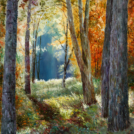 Vladimir Volosov Artwork Autumn Morning, 2015 Oil Painting, Impressionism