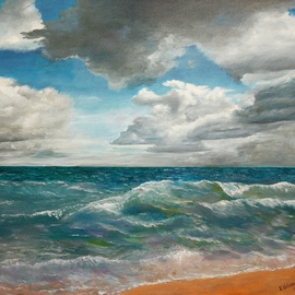 Vladimir Volosov Artwork Moody Ocean, 2014 Oil Painting, Marine