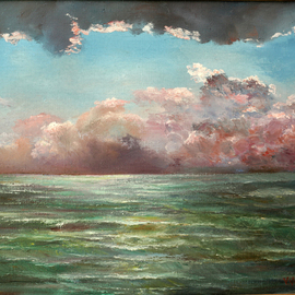 Vladimir Volosov Artwork Storm over Ocean, 1999 Oil Painting, Marine